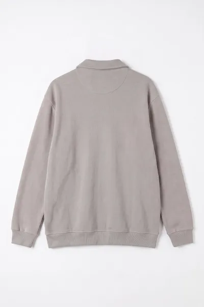Taş Selanik Polo Yaka Fermuarlı Erkek Hırka 494536
