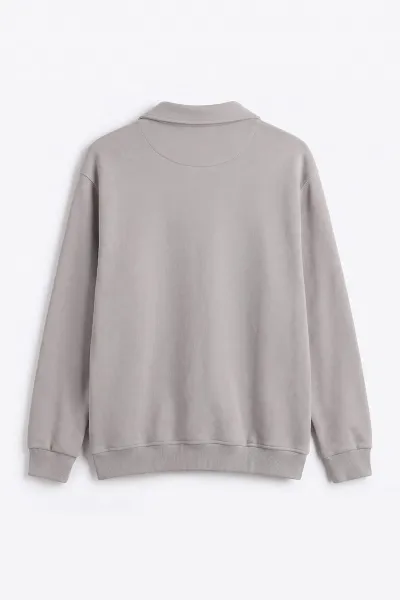 Taş Selanik Yarım Fermuarlı Polo Yaka Erkek Sweatshirt 494489