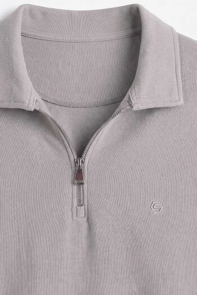 Taş Selanik Yarım Fermuarlı Polo Yaka Erkek Sweatshirt 494489