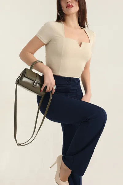 Taş Sendy Kumaş Crop Bluz 337566