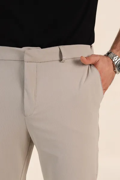 Taş Slim Fit Bel Arkası Lastikli Duble Paça Erkek Yazlık Kumaş Pantolon 365848