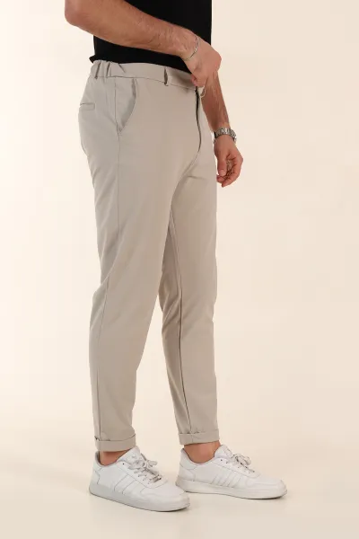 Taş Slim Fit Bel Arkası Lastikli Duble Paça Erkek Yazlık Kumaş Pantolon 365848