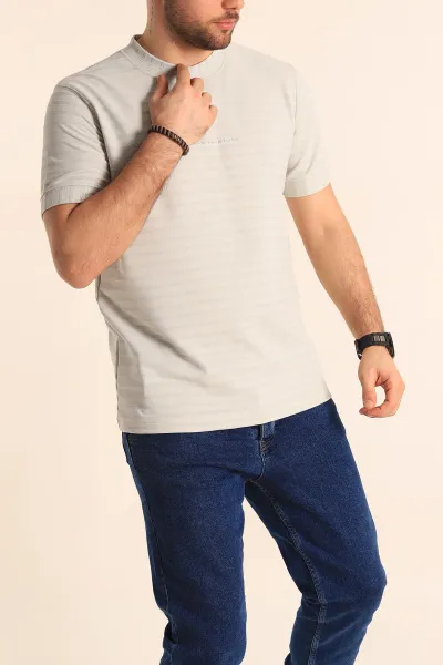 Taş Slim Fit Çizgi Detay Likralı Erkek Tişört 248121