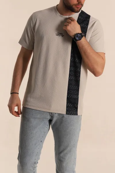 Taş Slim fit Desenli Yazı Detay Erkek Tişört 268630