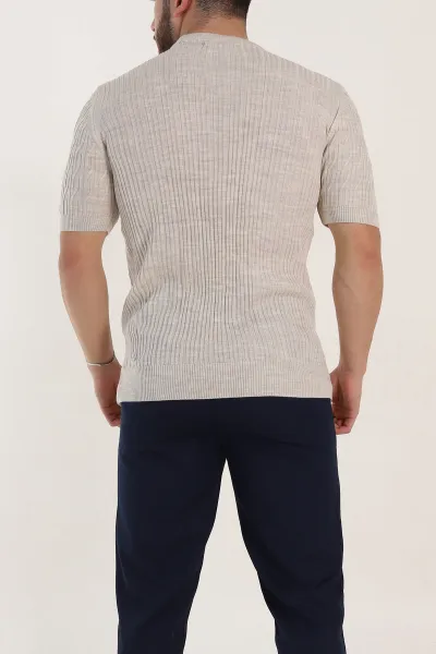 Taş Slim Fit Dokulu Kısa Kollu Erkek Triko Tişört 338900
