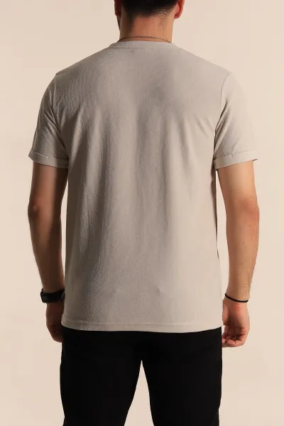 Taş Slim Fit Etnik Desen Yamalı Duble Kol Erkek Tişört 268711