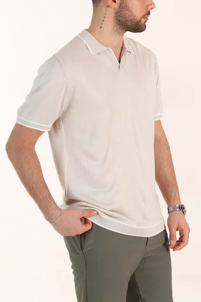 Taş Slim Fit Patlı Polo Yaka Erkek Triko Tişört 358355