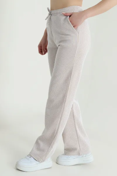 Taş Su Yolu Çizgili Kadın Pantolon 473892