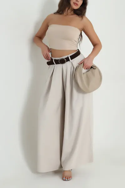 Taş Tencel Pileli Kadın Pantolon 483934