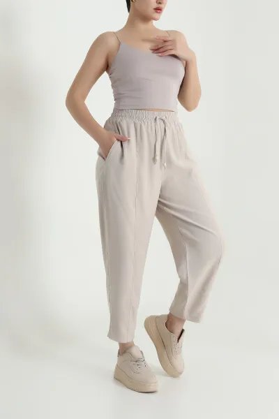 Taş Twil Modal Beli Lastikli Kadın Pantolon 469598