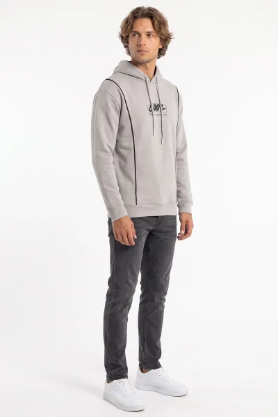 Taş Üç İp Şardonlu Kapüşonlu Erkek Sweatshirt 500077