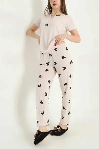 Taş Viskon Kısa Kol Bayan Pijama Takımı 338234