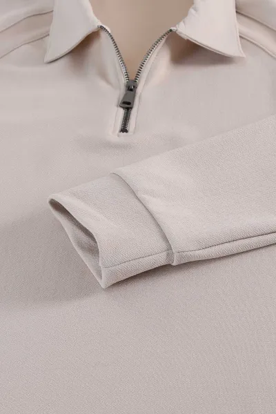 Taş Yarım Fermuarlı Polo Yaka Erkek Sweatshirt 397129