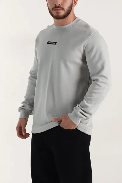 Taş Yazı Detaylı Bisiklet Yaka Erkek Sweatshirt 396912