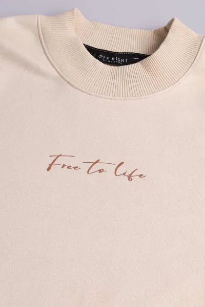 Taş Yazı Detaylı Bisiklet Yaka Erkek Sweatshirt 396977