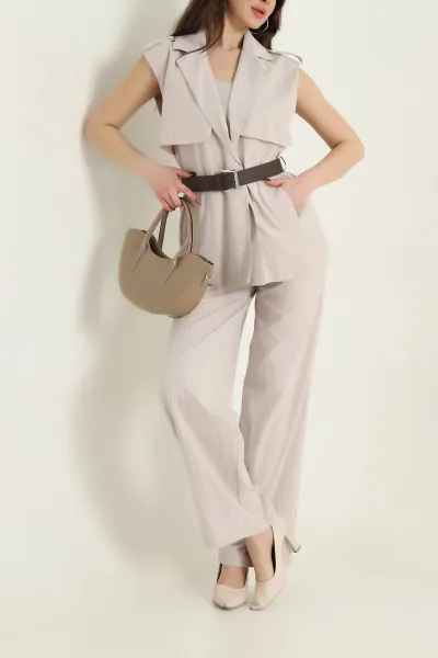 Taş Yelek Pantolon Modal Kadın İkili Takım 436825