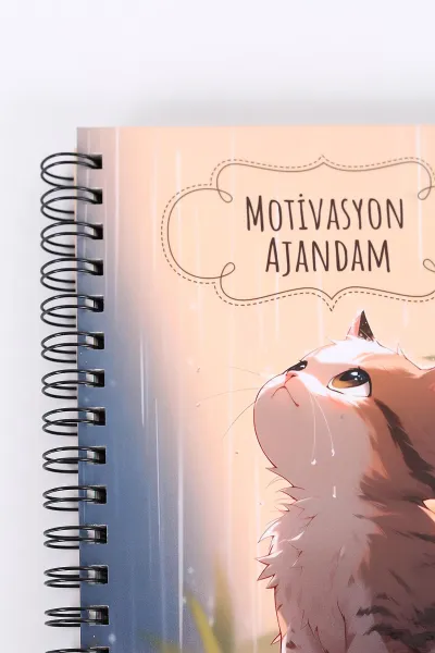 Tasarımlı Spiralli Sticker'lı Tarihsiz Konuşan Ajanda - Haftalık Planlayıcı Defter 393043