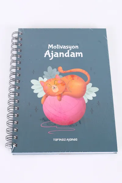 Tasarımlı Spiralli Sticker'lı Tarihsiz Konuşan Ajanda - Haftalık Planlayıcı Defter 393046