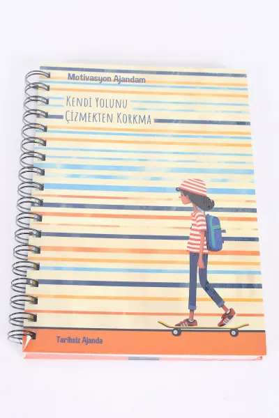Tasarımlı Spiralli Sticker'lı Tarihsiz Konuşan Ajanda - Haftalık Planlayıcı Defter 393049