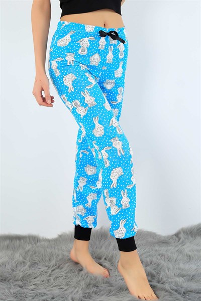 Tavşan Baskılı Yazlık Bayan Pijama Altı 32503
