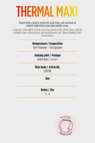 Ten 57  Penti  Thermal Maxi (Büyük Beden) Kadın Külotlu Çorap 423779