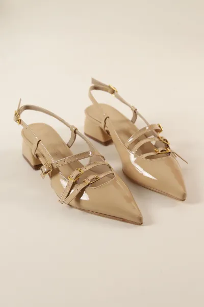 Ten Rugan Gold Tokalı Kemer Detaylı Kalın Topuklu Ayakkabı 264530