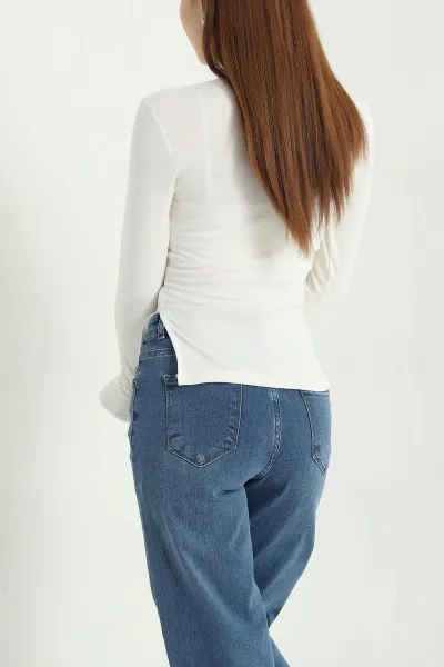 Ters Dikiş Parçalı Parmak Geçmeli Bluz 338708