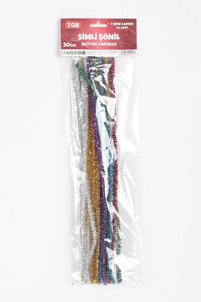 Tgb Simli Şönil 30 Cm Peluş Tel 7 Renk 20'li El İşi Etkinlik Teli 384411