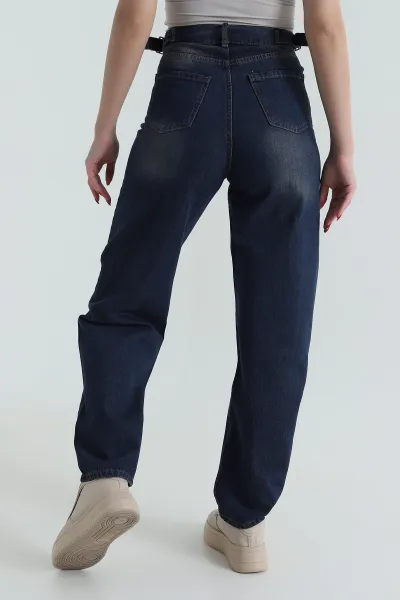 Tint Çift Tokalı Baggy Kadın Kot Pantolon 427835