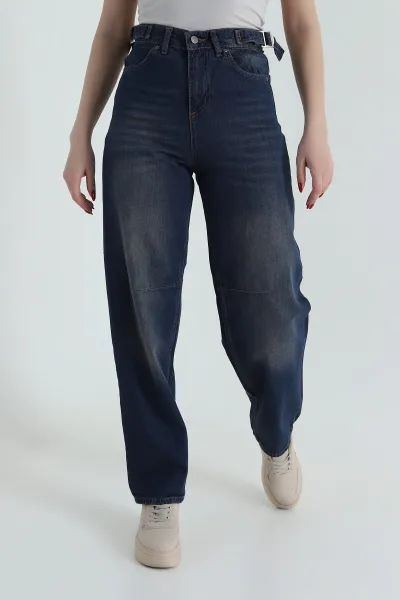 Tint Çift Tokalı Baggy Kadın Kot Pantolon 427835