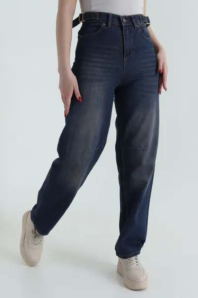Tint Çift Tokalı Baggy Kadın Kot Pantolon 427835