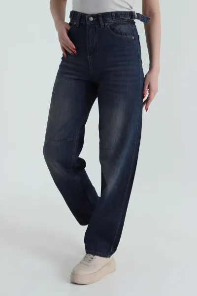 Tint Çift Tokalı Baggy Kadın Kot Pantolon 427835