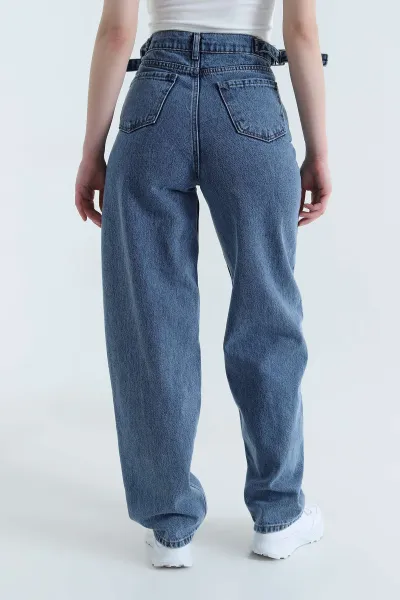 Tokalı Baggy Kadın Kot Pantolon 446069