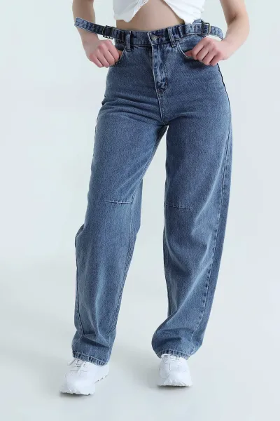 Tokalı Baggy Kadın Kot Pantolon 446069