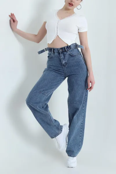 Tokalı Baggy Kadın Kot Pantolon 446069
