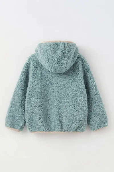 Turkuaz (1-4 Yaş) Understand Nakışlı Kapüşonlu Kanguru Cepli Yardım Fermuarlı Kuzu Erkek Bebek&Çocuk Sweatshirt 496317