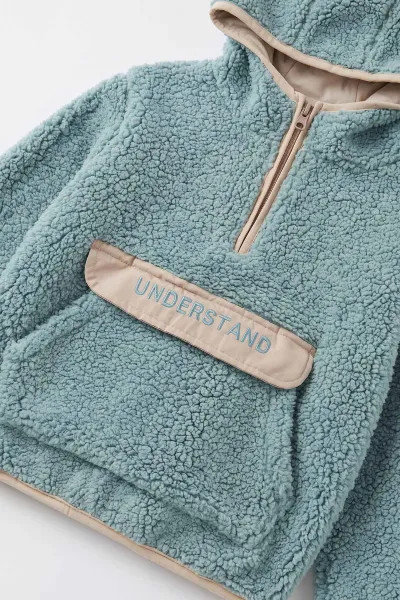 Turkuaz (1-4 Yaş) Understand Nakışlı Kapüşonlu Kanguru Cepli Yardım Fermuarlı Kuzu Erkek Bebek&Çocuk Sweatshirt 496317