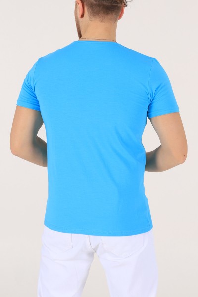 Turkuaz Düz Kesim Basic Erkek Tişört 172959
