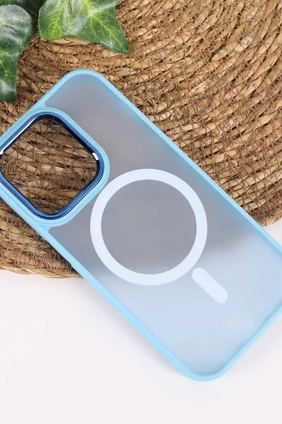 Turkuaz İphone 14 Pro Uyumlu Magsafe Özellikli Sert Silikon Telefon Kılıfı 458062