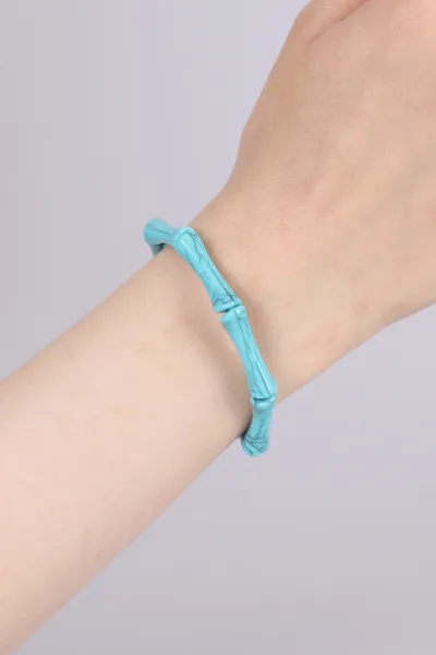 Turkuaz Kemik Görünümlü Lastikli Unisex Bileklik 460529