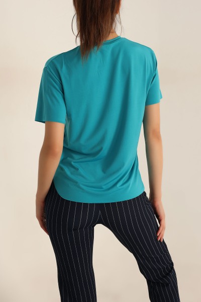 Turkuaz Lazer Kesim Sandy Bluz 195005