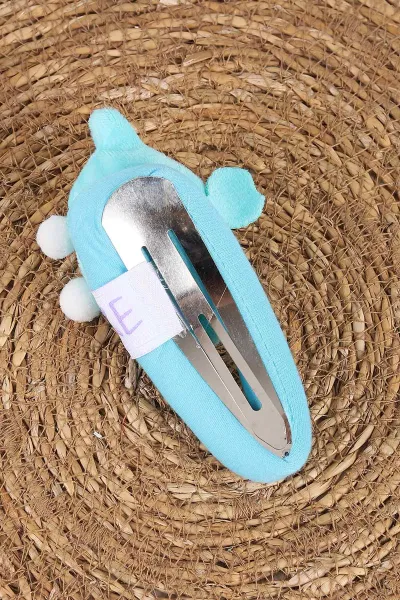 Turkuaz Peluş Üzeri Figür Nakışlı Çıt Toka 470859