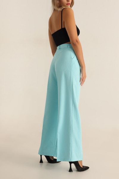 Turkuaz Pileli Palazzo Bayan Pantalon 196249