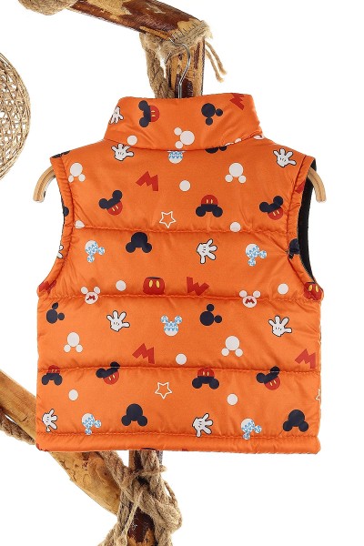 Turuncu (1-4 Yaş) Baskılı Dik Yakalı Erkek Çocuk Yelek 144774