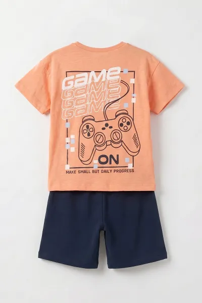 Turuncu (1-9 Yaş)Game On Ön Arka Baskılı Şortlu Erkek Çocuk Takım 458857