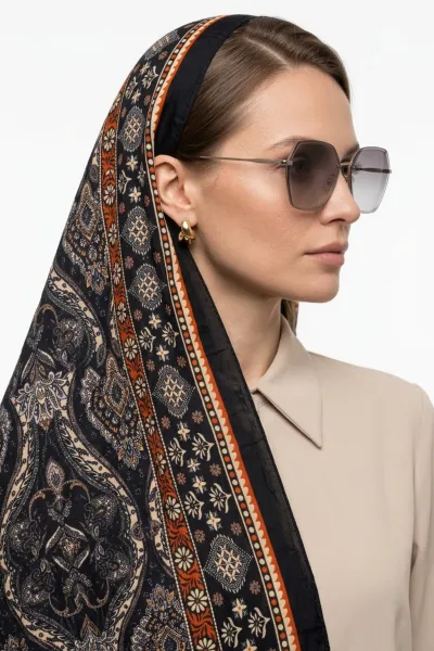 Turuncu 180x70 Cm Our Fashion Dijital Baskılı Desenli Bambu Kraş Şal 488551