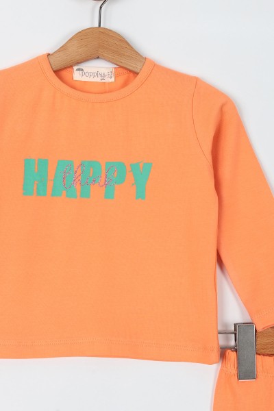 Turuncu (2-5 Yaş) Happy Baskılı Taytlı Kız Çocuk Takım 199644
