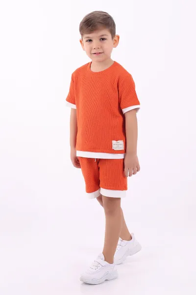 turuncu-3-10-yaswaffle-kumas-arma-detayli-sortlu-erkek-cocuk-takim-337508
