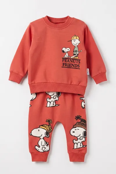 Turuncu (3-24 Ay)Peanuts Baskılı 2 İp Erkek Bebek Mevsimlik Takım 472795