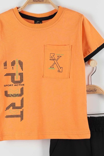 Turuncu (3-6 Yaş) Do It Wıth Sport Baskılı Cep Detaylı Erkek Çocuk Takım 172338